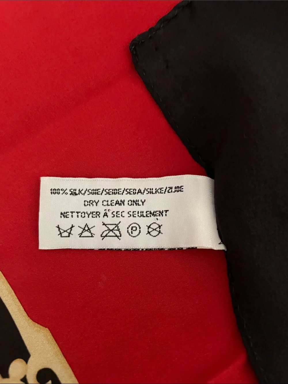 Vintage Liz Clabourne Nautical 100% Silk Scarf - Red Gold Black Stripe Square